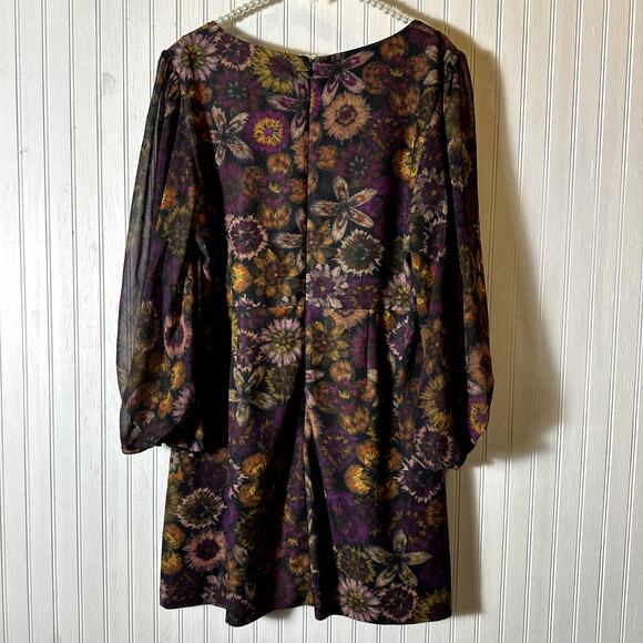 Slate & Willow Square Neck Long Sleeve Floral Dress - Picture 6 of 9